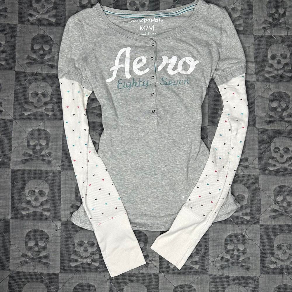 Aeropostale polkadot henley